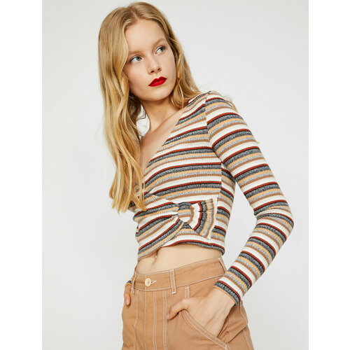 фото Лонгслив koton, размер l, коричневый