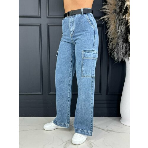 фото Джинсы карго карго, размер 50, синий comfort hoodies