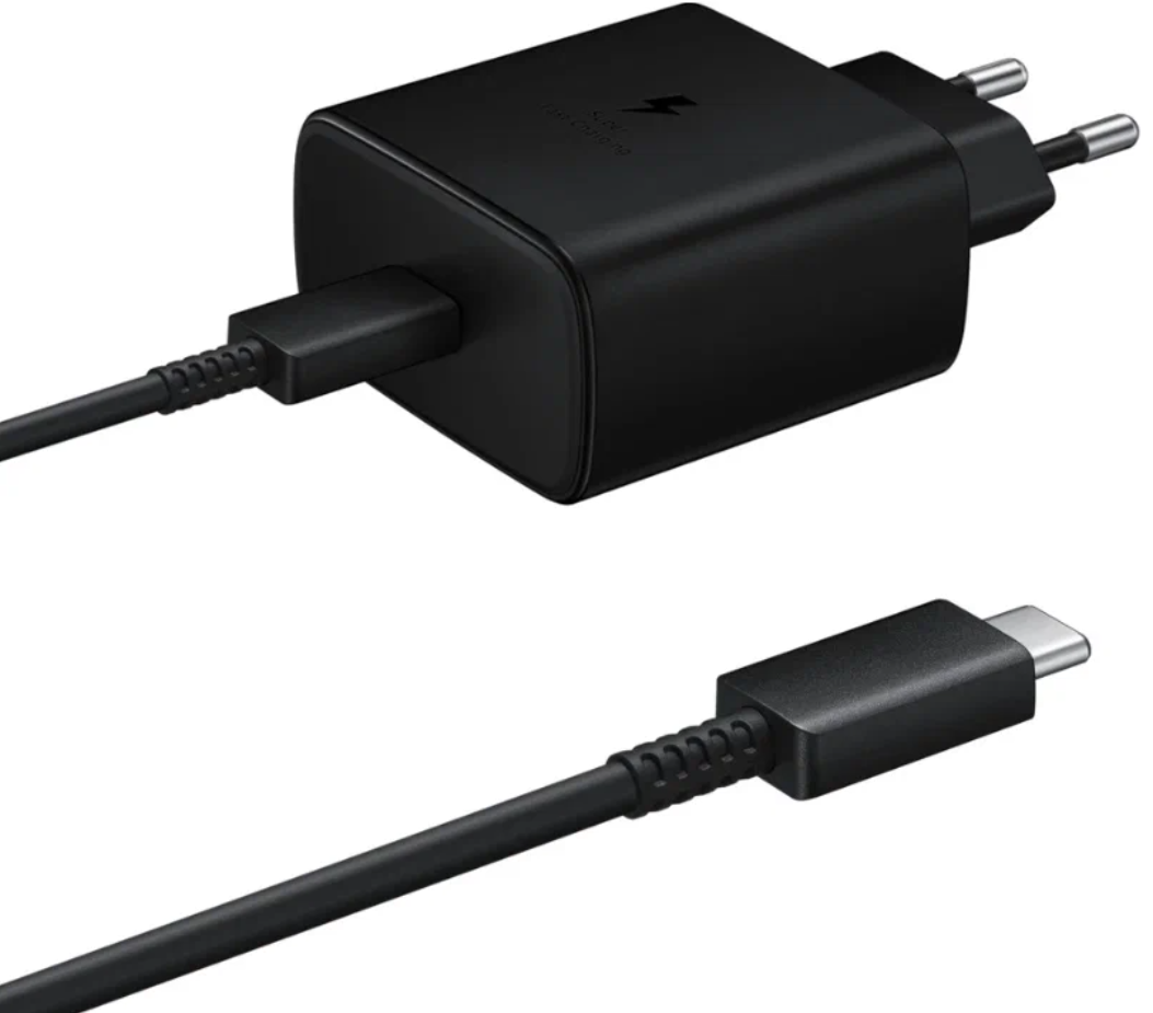 Зарядное устройство для Samsung / Адаптер питания Super Fast Charging 45W с функцией быстрой зарядки + кабель USB Type-C/ Черная — фото 1