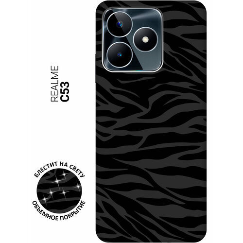 фото Силиконовый чехол на realme c53 / c51 / рилми с53 / с51 с рисунком "зебра" soft touch черный slvgo