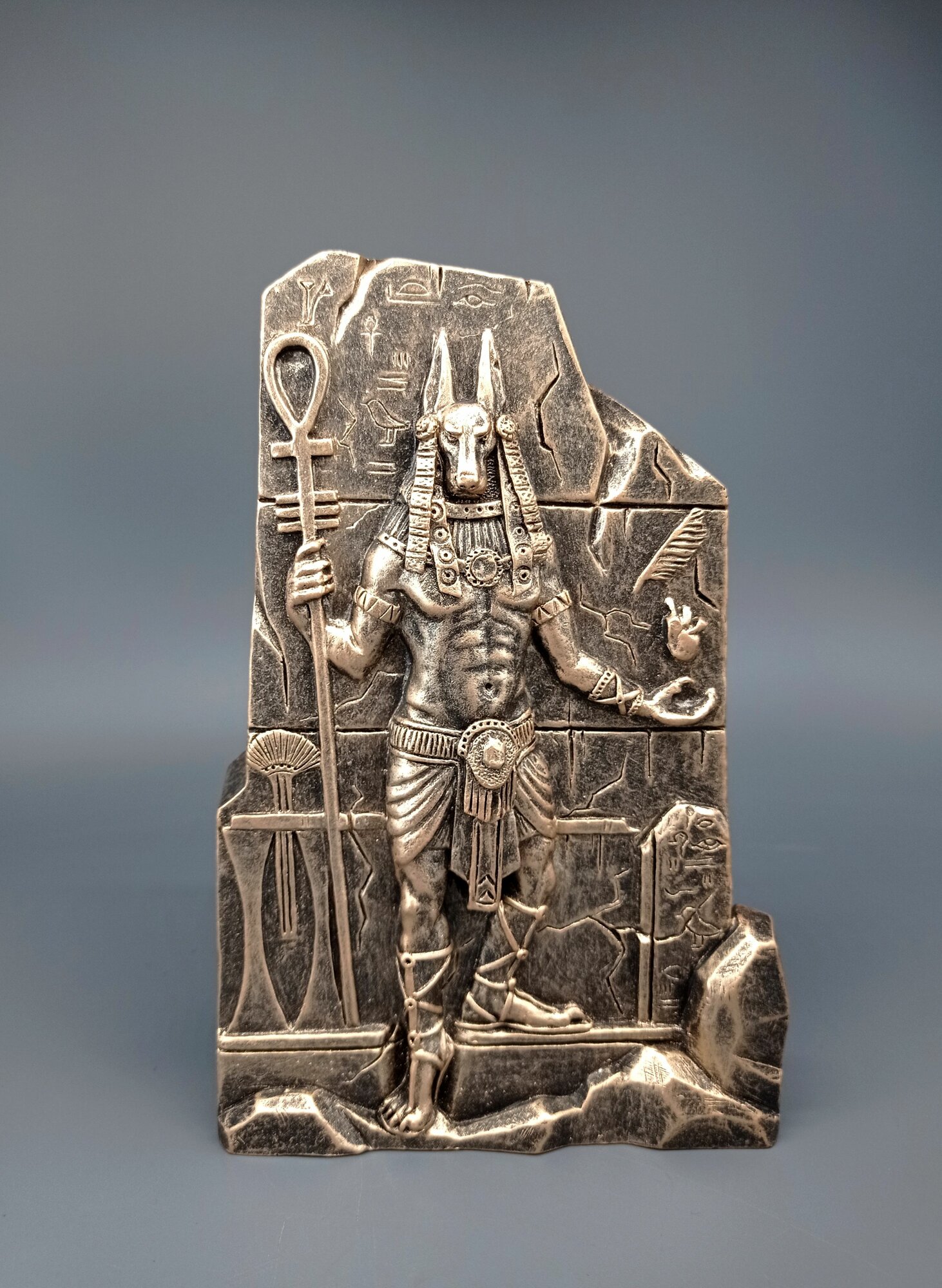 Анубис, статуэтка, Бог Египта, жидкий камень, патина "Бронза"