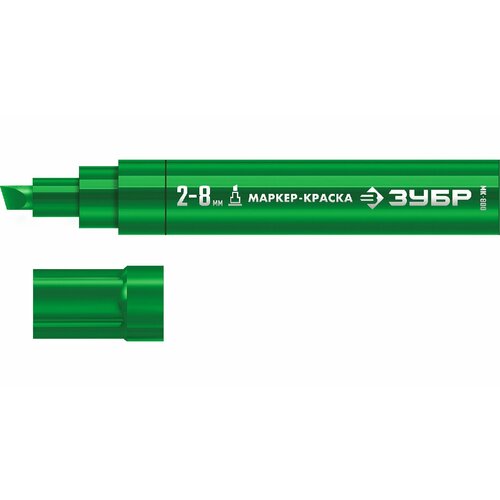 ЗУБР МК-800 2-8 мм, клиновидный, зеленый, экстрабольшой объем, Маркер-краска, профессионал (06327-4) (06327-4)