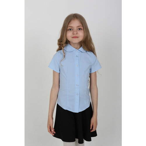 Школьная блуза, размер 38, голубой школьная блуза размер 38 белый