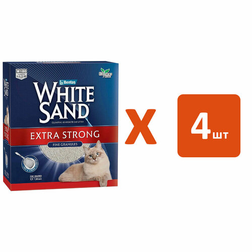 WHITE SAND EXTRA STRONG наполнитель комкующийся для туалета кошек Экстра без запаха (6 л х 4 шт) white sand sensitive наполнитель комкующийся для туалета кошек гипоаллергенный без запаха 10 10 л