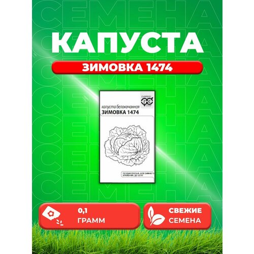 капуста белокочанная зимовка 1474 1 гр б п Капуста белокочанная Зимовка 1474, 0,1г, Гавриш, Б/п