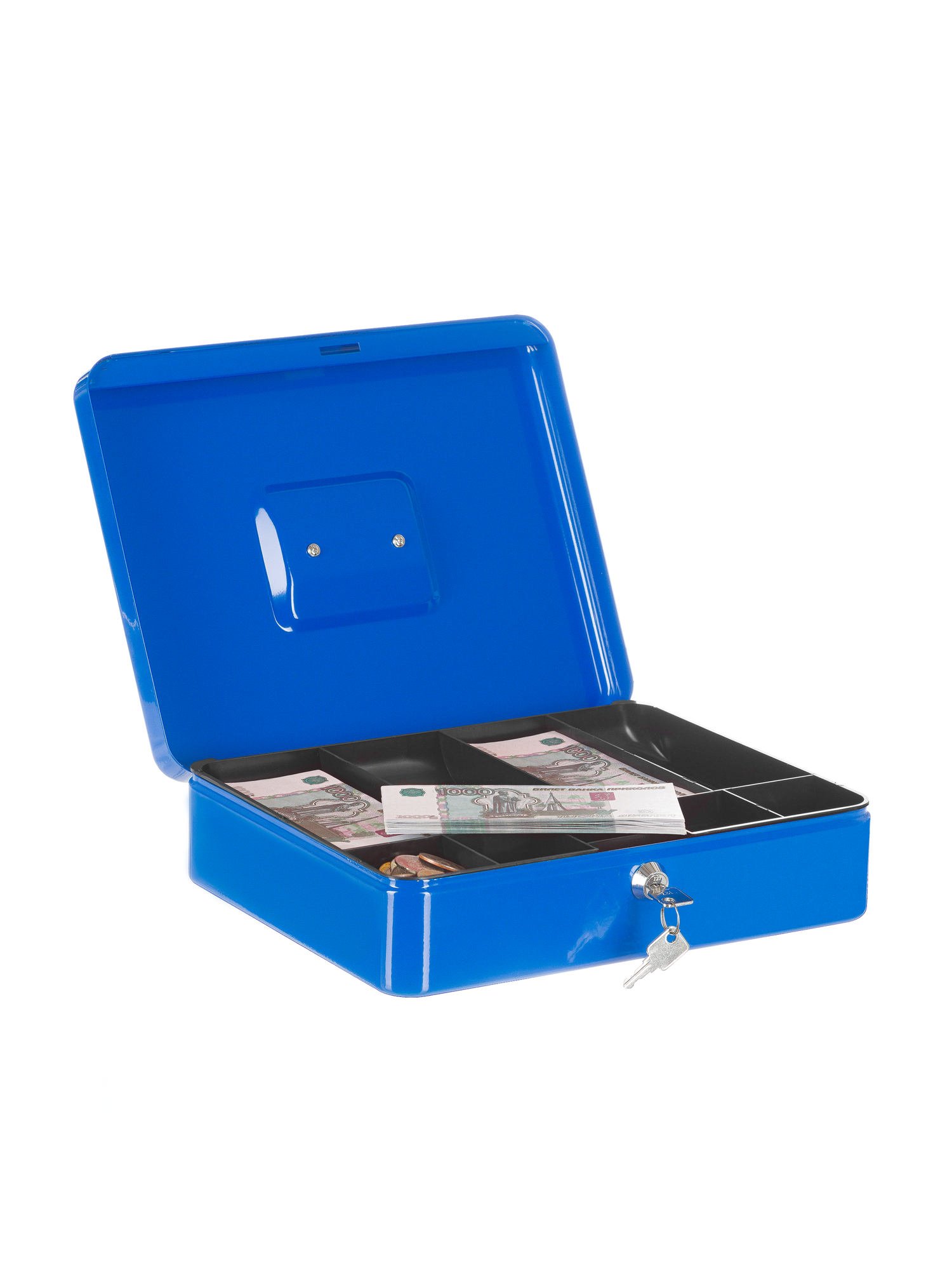 Ящик для денег SAFEBURG Keeper-30 Blue Gloss, переносной сейф/кэшбокс, лоток 9 отсеков
