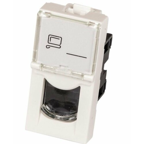 Вставка Lanmaster Mosaic 22.5x45, RJ-45 UTP, кат.6, со шторкой и увеличенным окном маркировки, белая (LAN-SIP-22U6-WH)