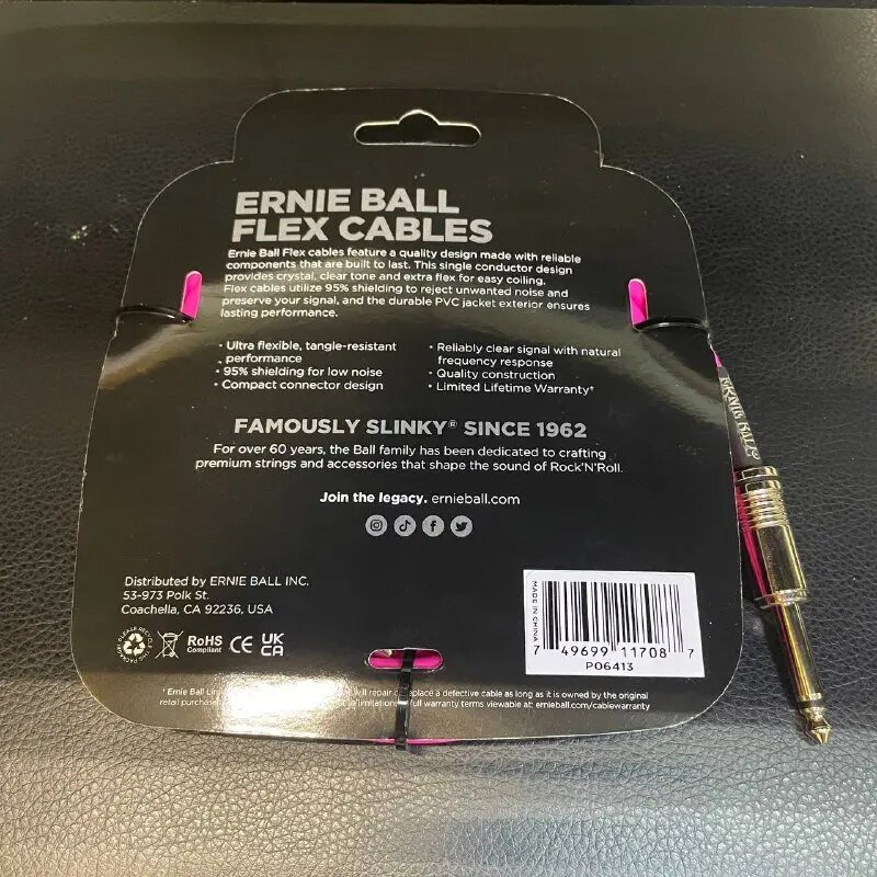 Кабель инструментальный Ernie Ball, Jack 6.3, 3м (6413) — фото 1