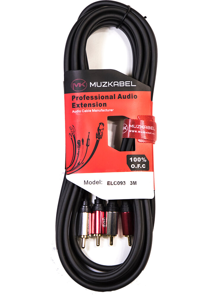 Аудио кабель MUZKABEL ELC093 - 3 метра, 2RCA - 2RCA