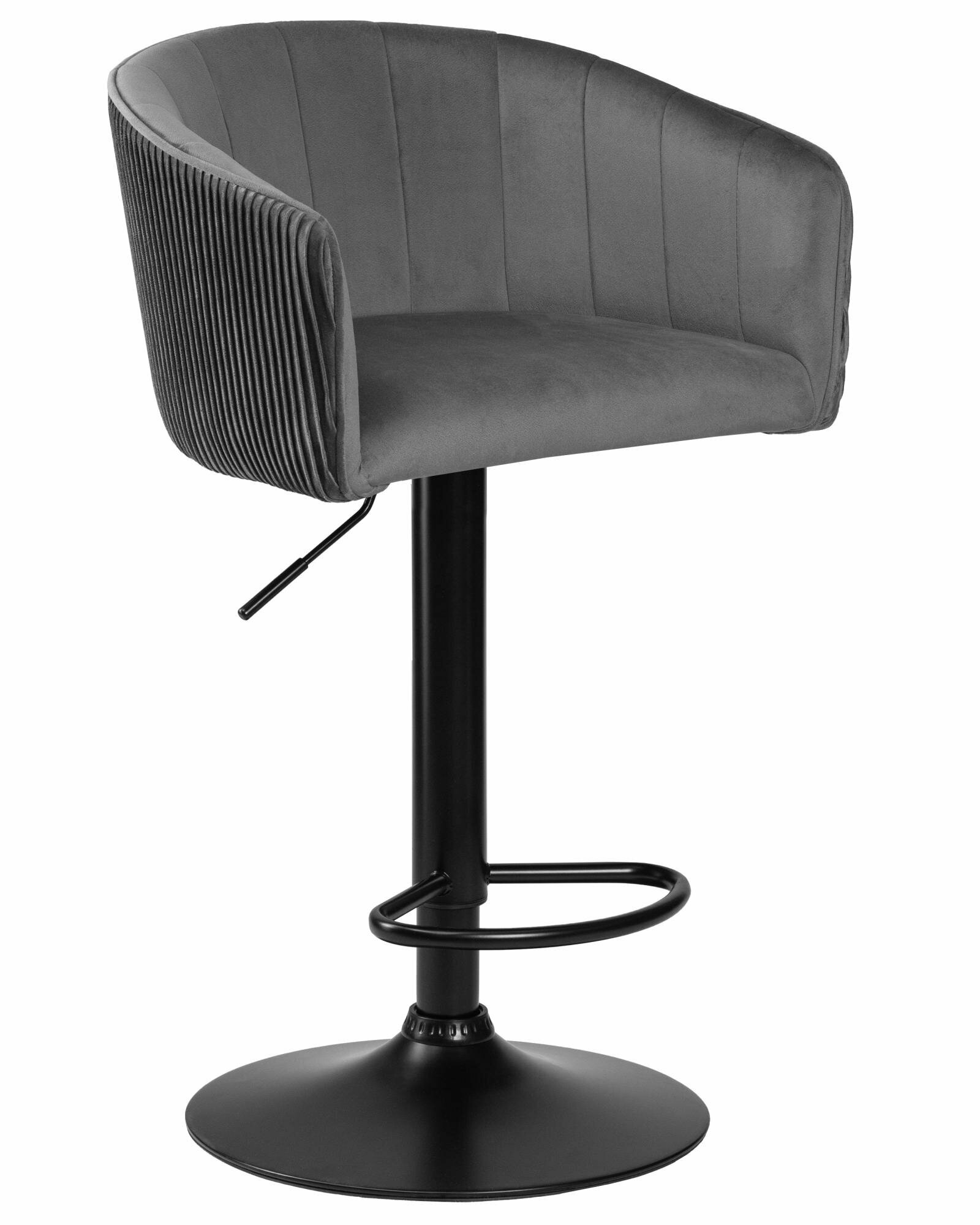 Стул DARCY (1922-19) STOOL MARKET серый, черный, велюр, металл, мягкое сиденье, с подлокотниками