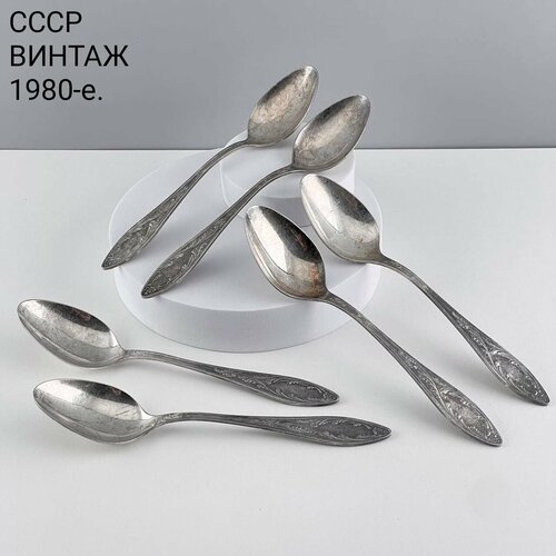 Винтажные столовые ложки Пламя Набор 6 шт Мельхиор СССР 1980-е 3500₽