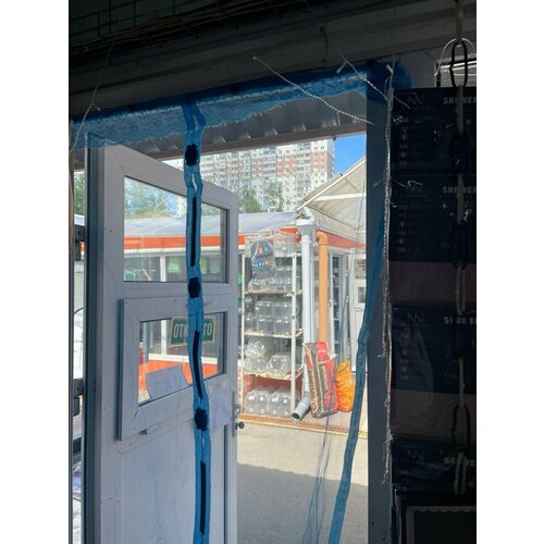 Антимоскитная сетка для двери с защитой от насекомых 1 комплект 2 полотна с креплением. зеленая