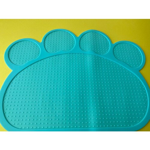 Коврик под миску для кошек и собак 35х36/для миски силиконовый нескользящий для кормления, бирюза