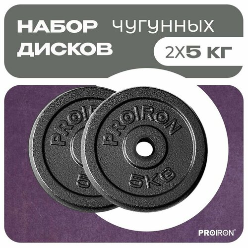 Набор дисков для штанги гантели PROIRON 2 Х 5 кг чугунные 3584₽
