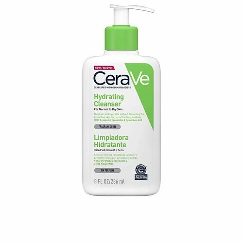 Увлажняющий очищающий крем-гель с церамидами для умывания CeraVe Hydrating Cleanser для нормальной и сухой кожи лица и тела 236 мл очищающий с гиалуроновой кислотой 1шт 3900₽