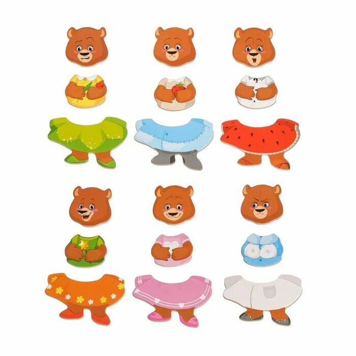 Набор одевашки Медвежонок Катя, дерево — фото 1