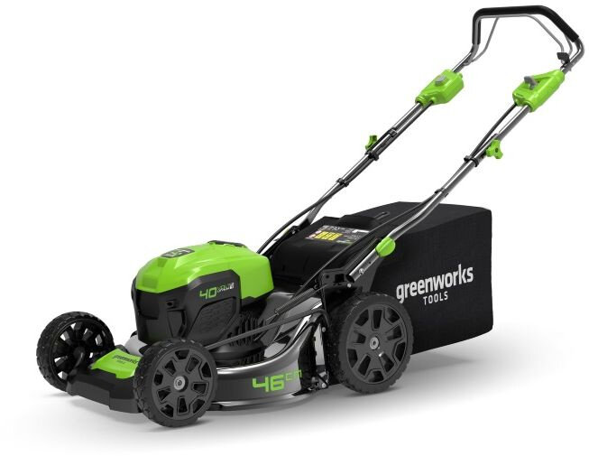 Изображение Газонокосилка роторная Greenworks GD40LM46SPK4 (2506807UB), Аккумулятор в комплекте, Складная ручка