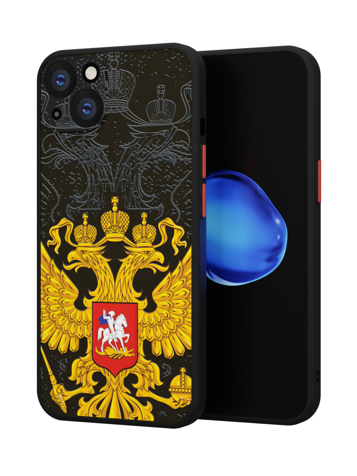 Чехол Mcover на iPhone 14 / для Айфон 14, противоударный, с защитой камеры, с рисунком Российский герб