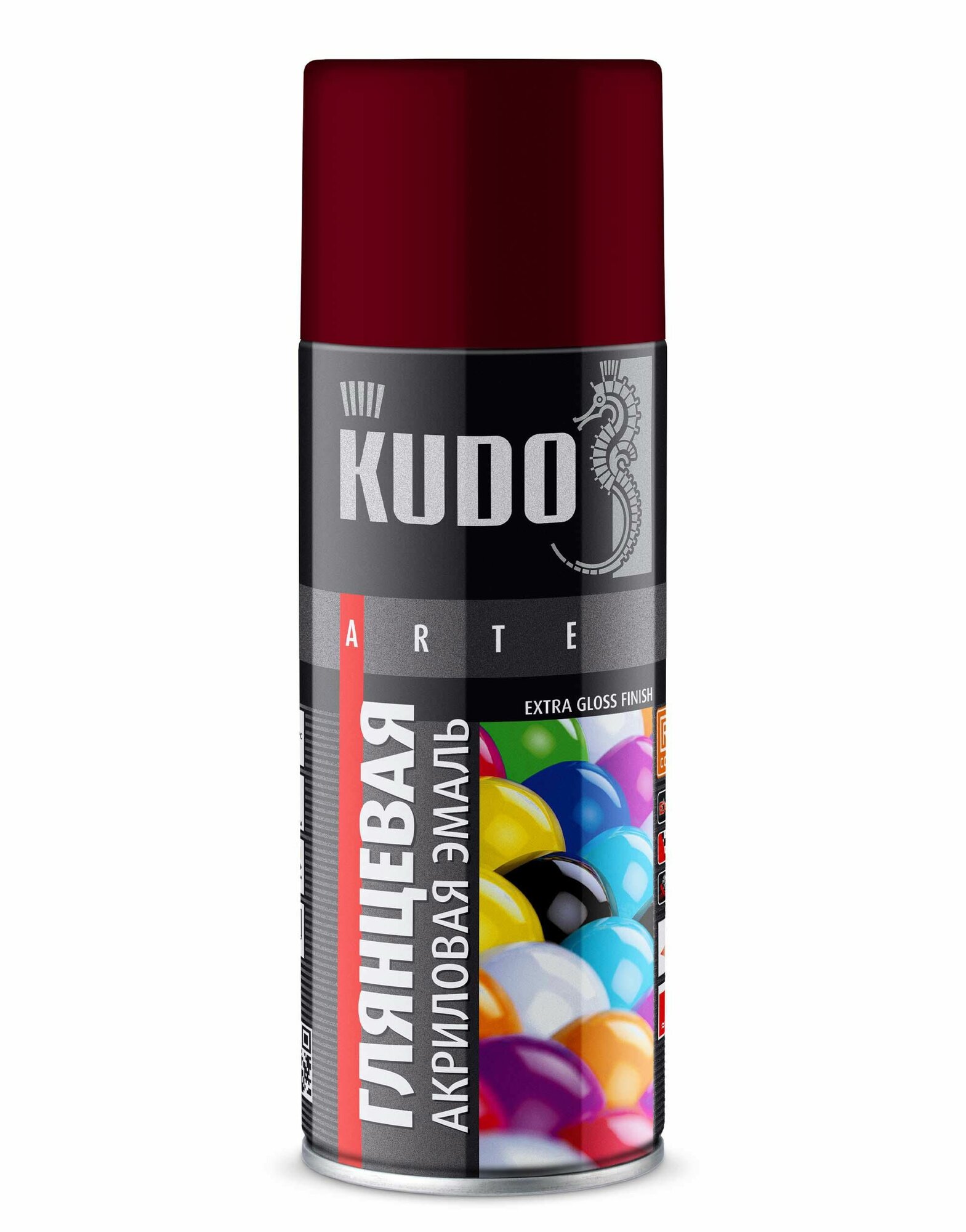 фото Эмаль аэрозольная для металлочерепицы KUDO акриловая глянцевая цвет винно-красный RAL3005 520 мл