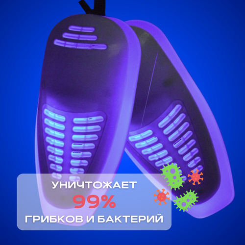 Сушилка для обуви с подсветкой противогрибковая, антибактериальная, электрическая сушка для обуви . Уничтожает грибки, бактерии и неприятный запах в обуви. Обрабатывает: кроссовки, ботинки, кеды, сапоги, тапочки, стельки и т. п.