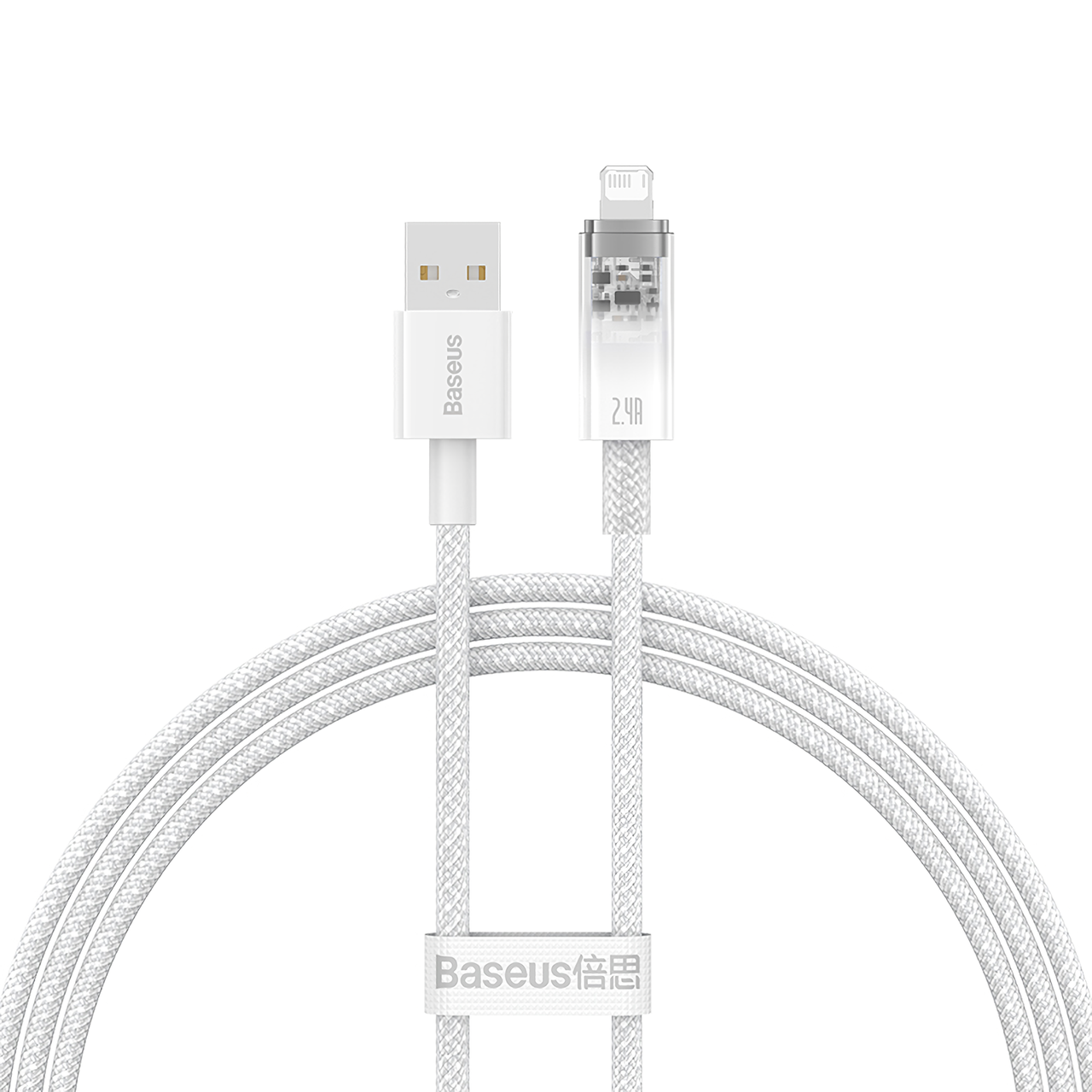Кабель Baseus CATS010002 Explorer Series Fast Charging Cable with Smart Temperature Control USB to iP 2.4A 1m White