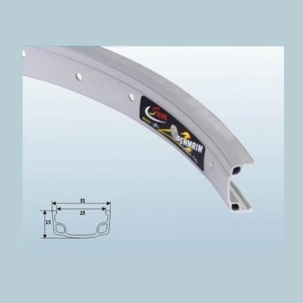 Обод одинарный 18" серебристый 28отверстий для колеса велосипеда