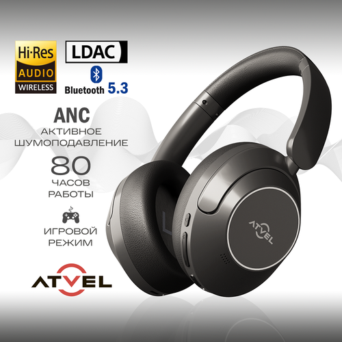 Наушники беспроводные Atvel Tune Pro Q7 накладные большие с микрофоном, Bluetooth 5.3, ANC