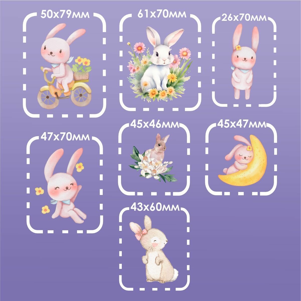 Термонаклейки на одежду Акварель зайчики — фото 1