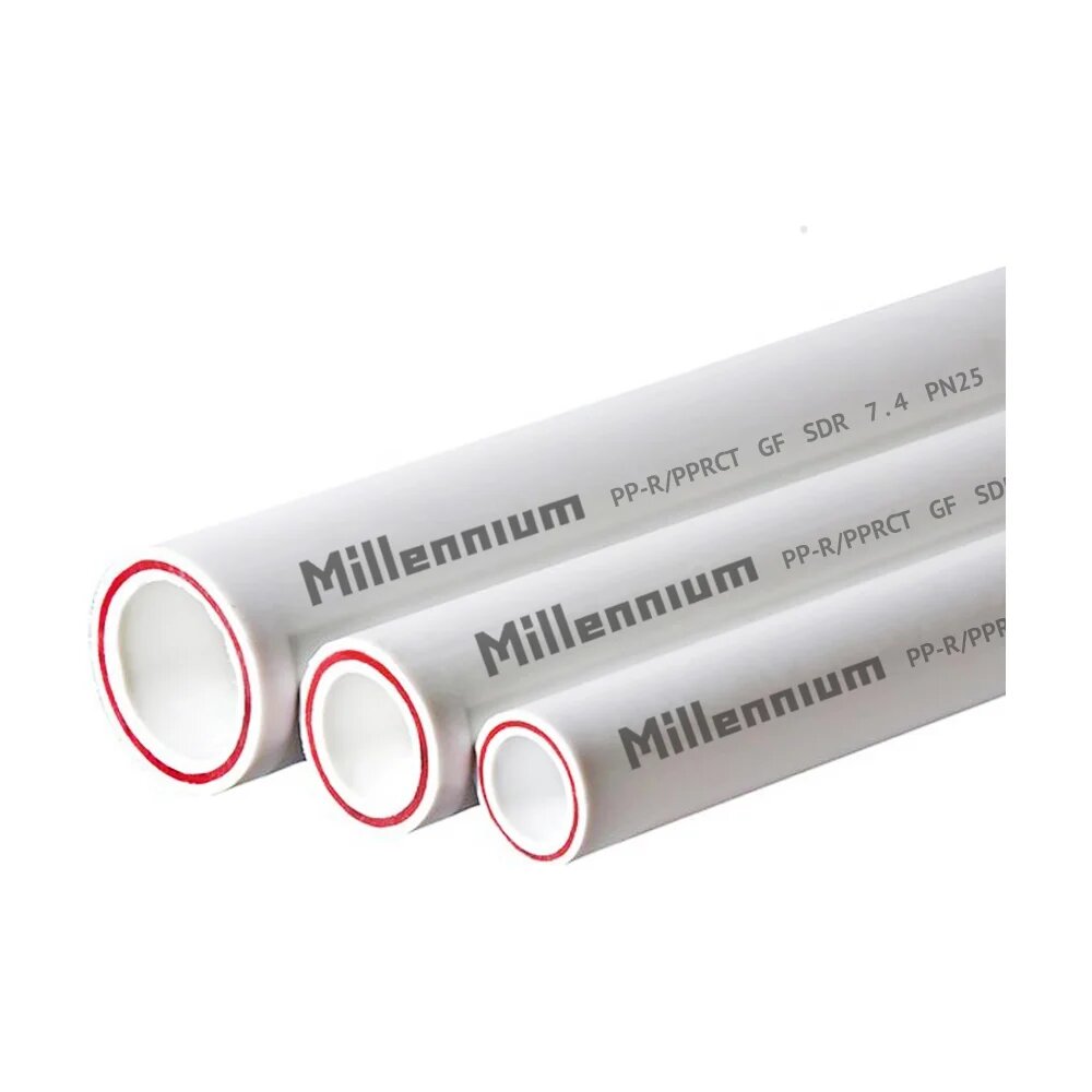 Полипропиленовая труба Millennium армированная стекловолокном 40x55 PN20 (длина 4м) 3M02-tfr-400000