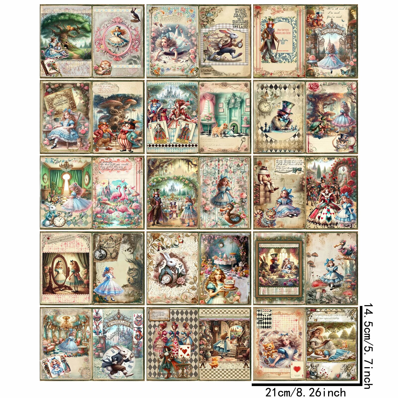 Винтажный фон для фотографий «Алиса в стране чудес», 15 листов, 15 Sheets