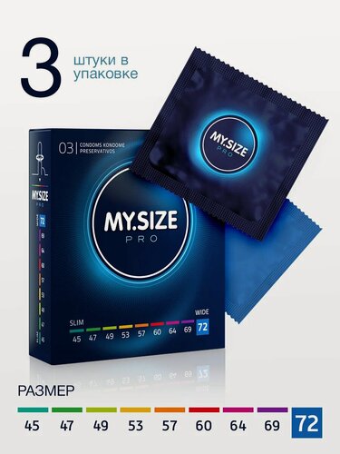 Изображение товара Презервативы "MY.SIZE PRO", размер 72, силиконовая смазка, 3 шт.