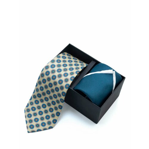 Галстук Gentle Man, синий, зеленый, бежевый