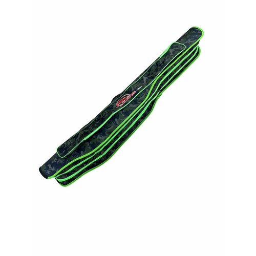 Чехол-тубус Kame полужесткий для снастей и удочек, с 2 отделениями 140 см, зеленый (камуфляж)