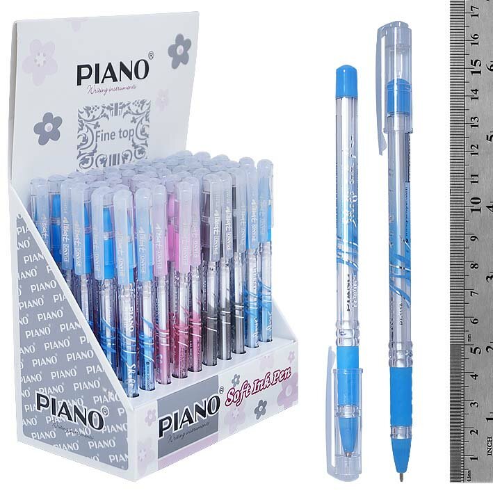 Ручка масляная PIANO TEMPT цв корпус ассорти, игольч 0,5 mm, синяя