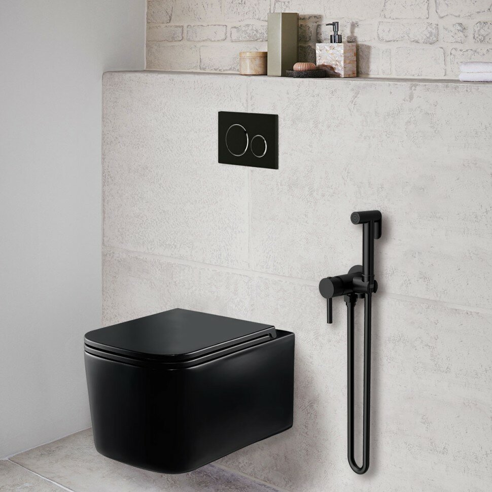 Гигиенический душ VHFW-101MB из латуни в комплекте со смесителем, черный