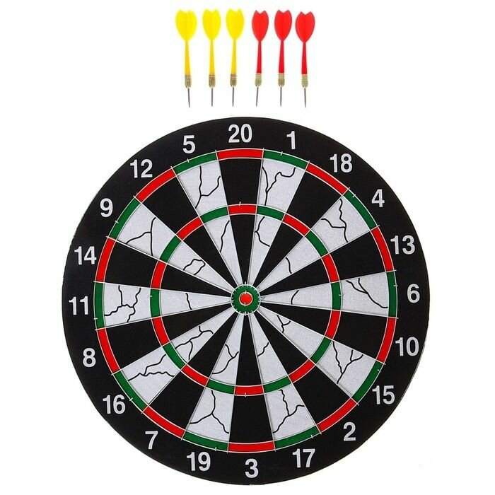 Дартс КНР D 43 см, подарочный, в коробке, 6 дротиков (580187)