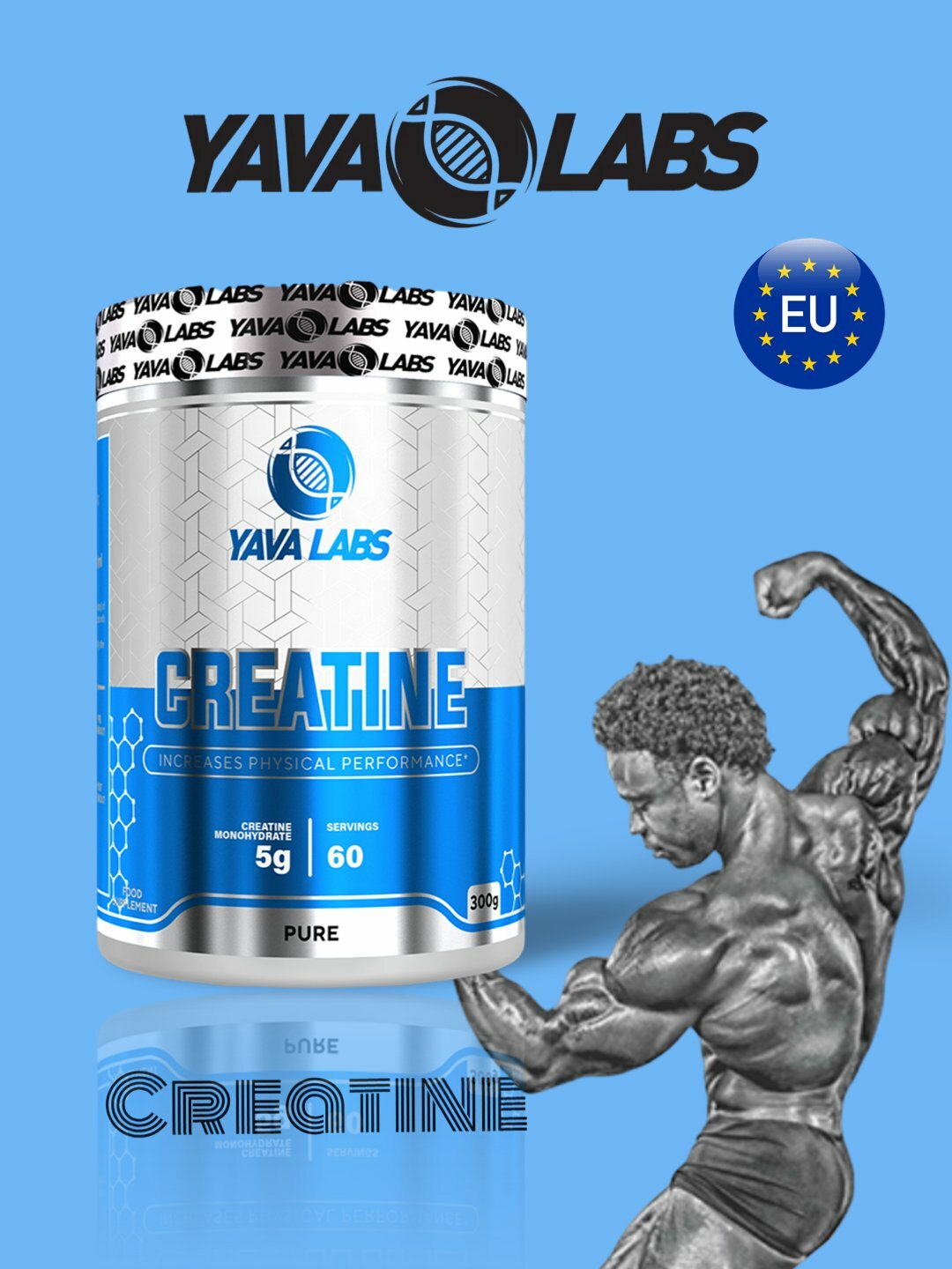 YAVA CREATINE 300g Monohydrate, самый продаваемый креатин для мышц — фото 1