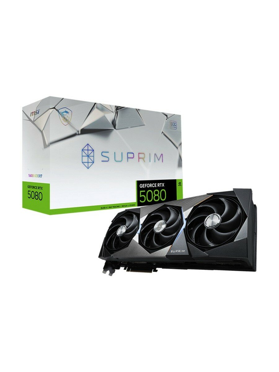 Видеокарта MSI PCI-E nVidia GeForce RTX 5080 16G SUPRIM SOC (GDDR7/256 bit/3xDP, HDMI) RTL (RTX 5080 16G SUPRIM SOC)