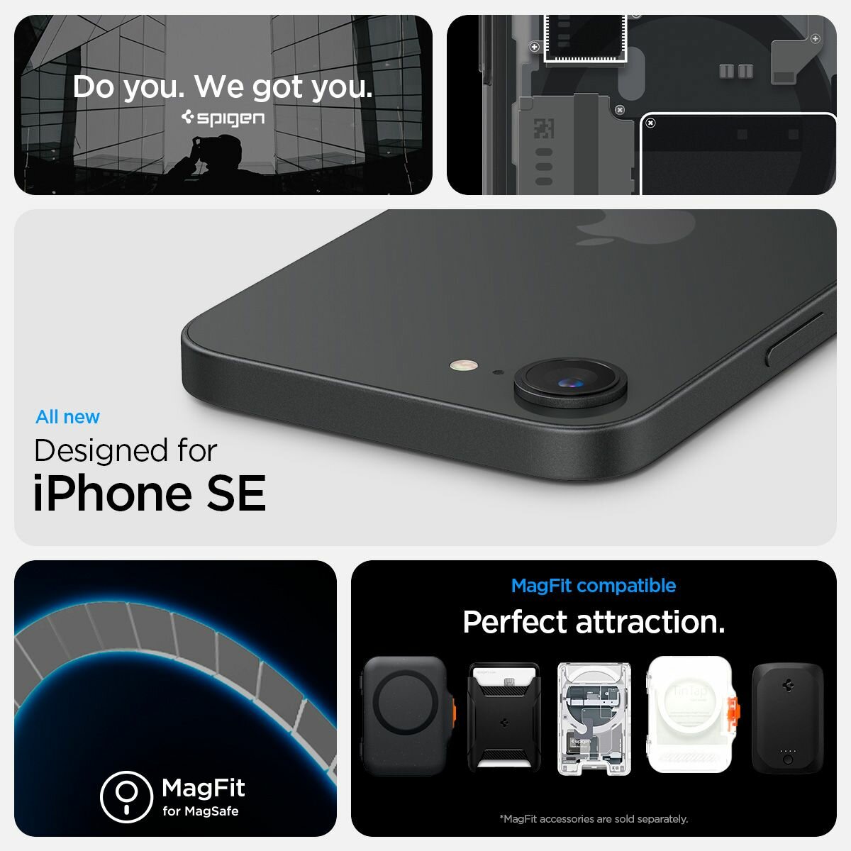 Чехол Spigen на iPhone 16e (ACS09141) Ultra Hybrid MagSafe / Спиген чехол для Айфон 16е Zero One Внутренности Черный — фото 1
