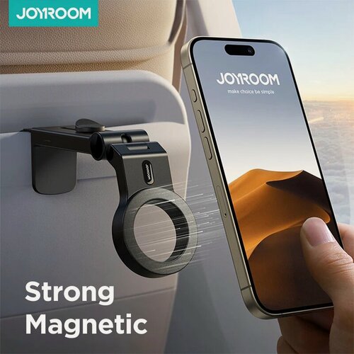 Изображение товара Магнитный держатель для телефона Joyroom. Крепление для самолета, дорожная и настольная подставка. Гибкое вращающееся крепление для сиденья в автомобиле. Черный цвет