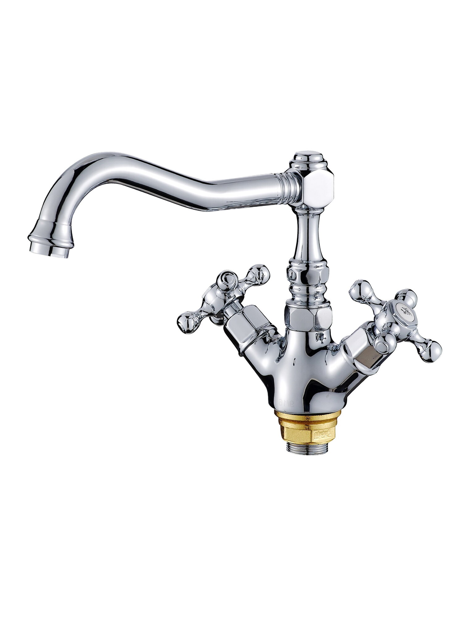 Смеситель Potato P10329, для раковины, вентильный, гибкий излив, цинковый сплав, хром — фото 1