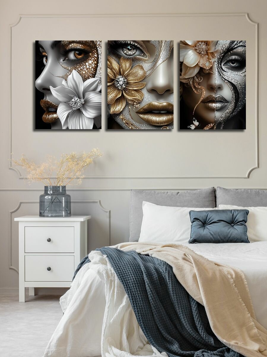 Комплект картин на холсте LOFTime 3 шт 30Х40 Девушки стразы К-1714-3040