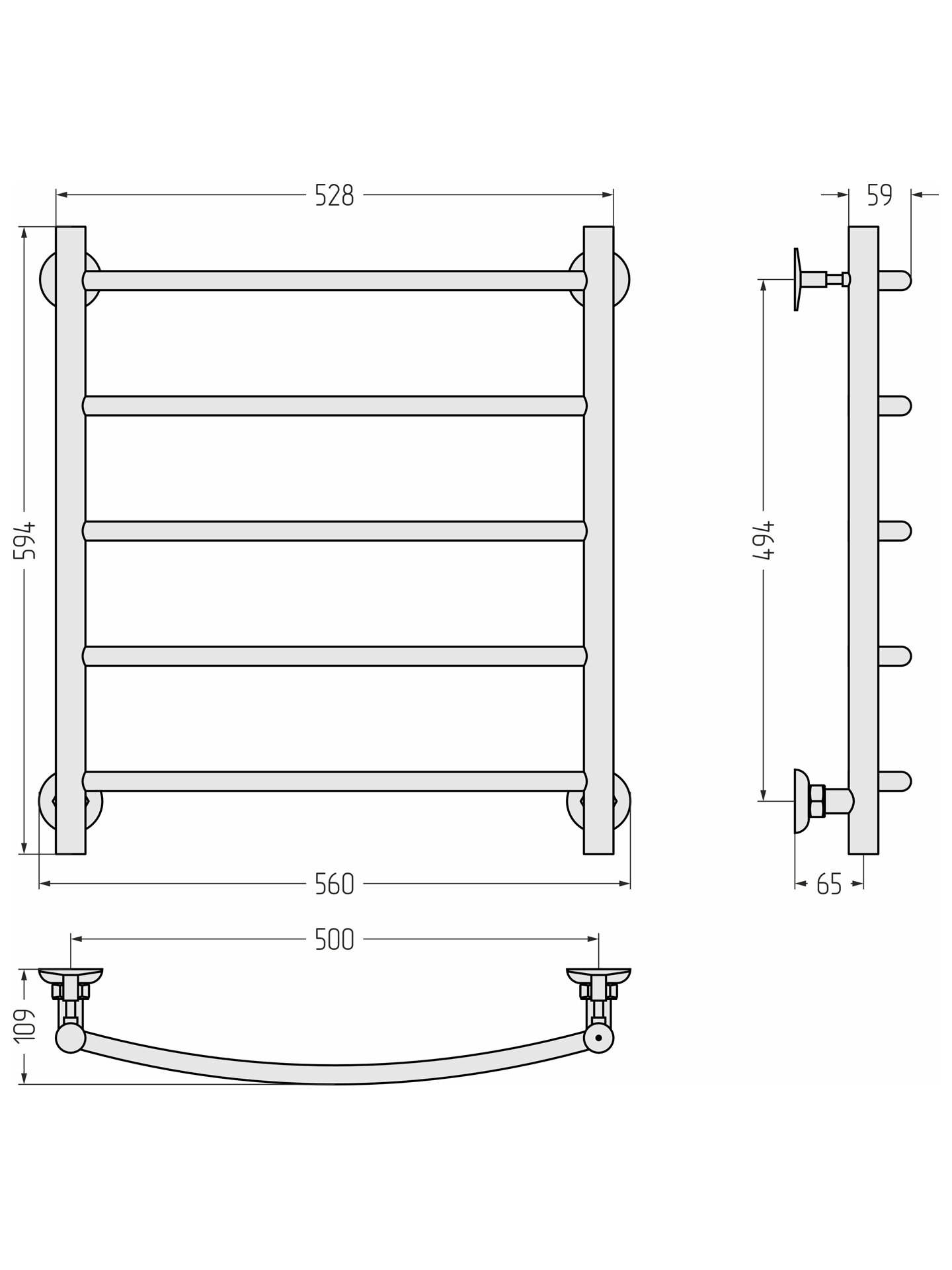 Полотенцесушитель водяной Сунержа ВПС-52П 80x50 мм нержавеющая сталь c полимерным покрытием 3/4" цвет хром - фото №5