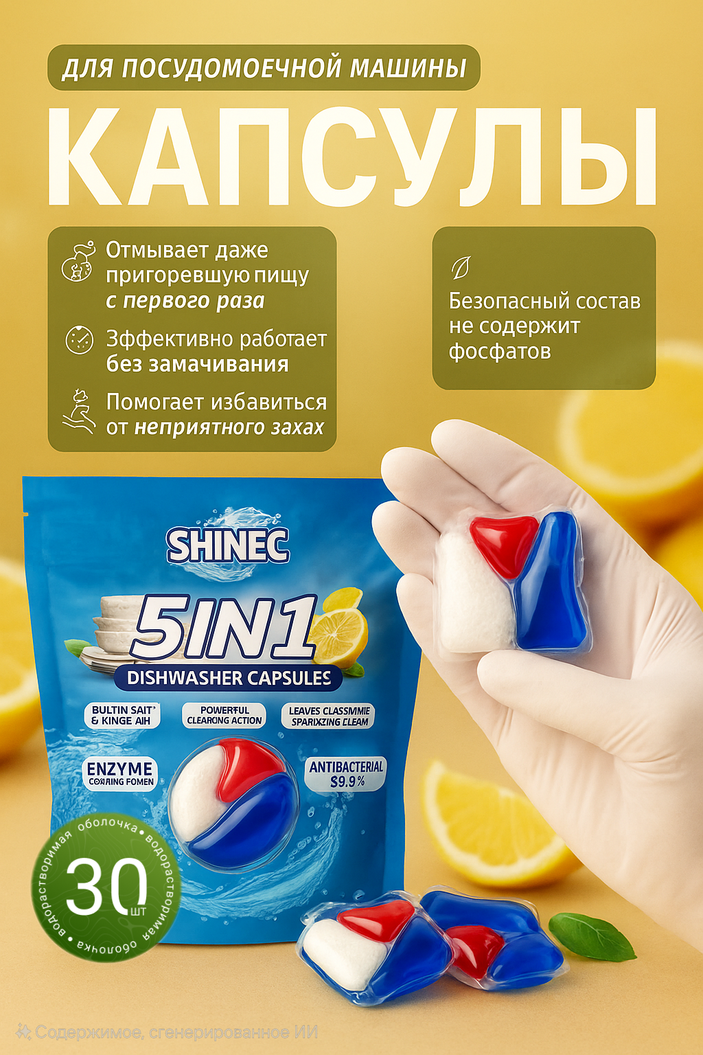 Капсулы для ПММ , 30 шт, с ферментами, без фосфатов