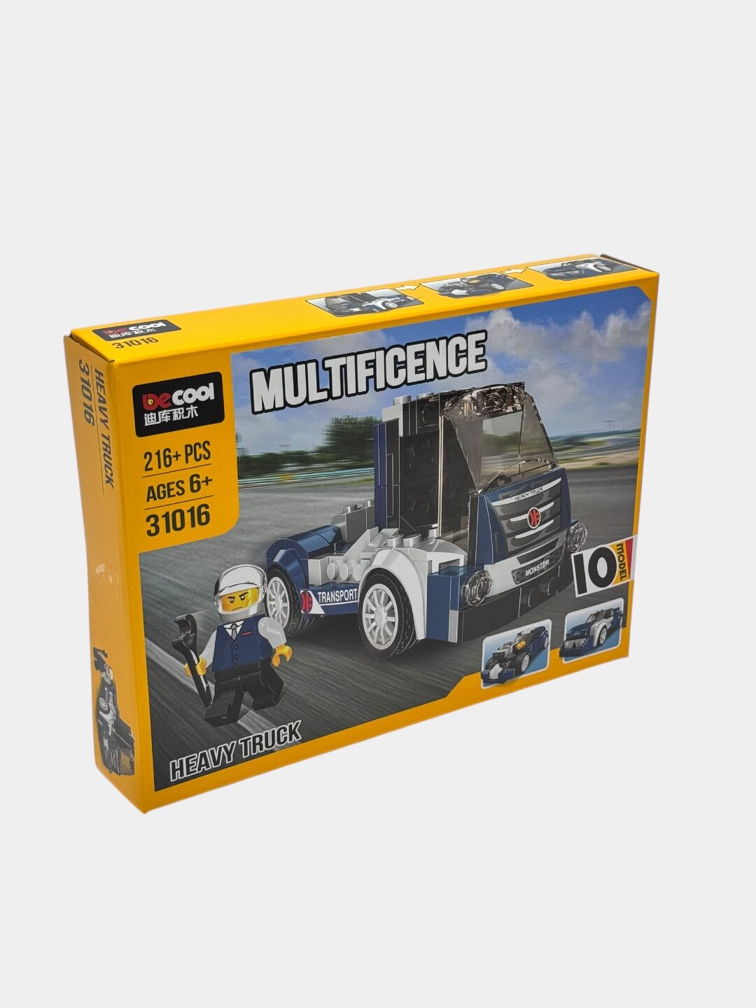 Конструктор блочный Спорткар 216 деталей, 10 моделей, развивающий, 6+ лет. Код. 14072