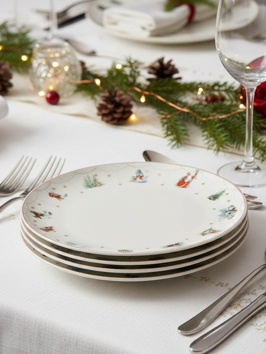 Набор тарелок десертных Zapel Зимняя сказка с новогодним рисунком 20.5 см 4 шт.