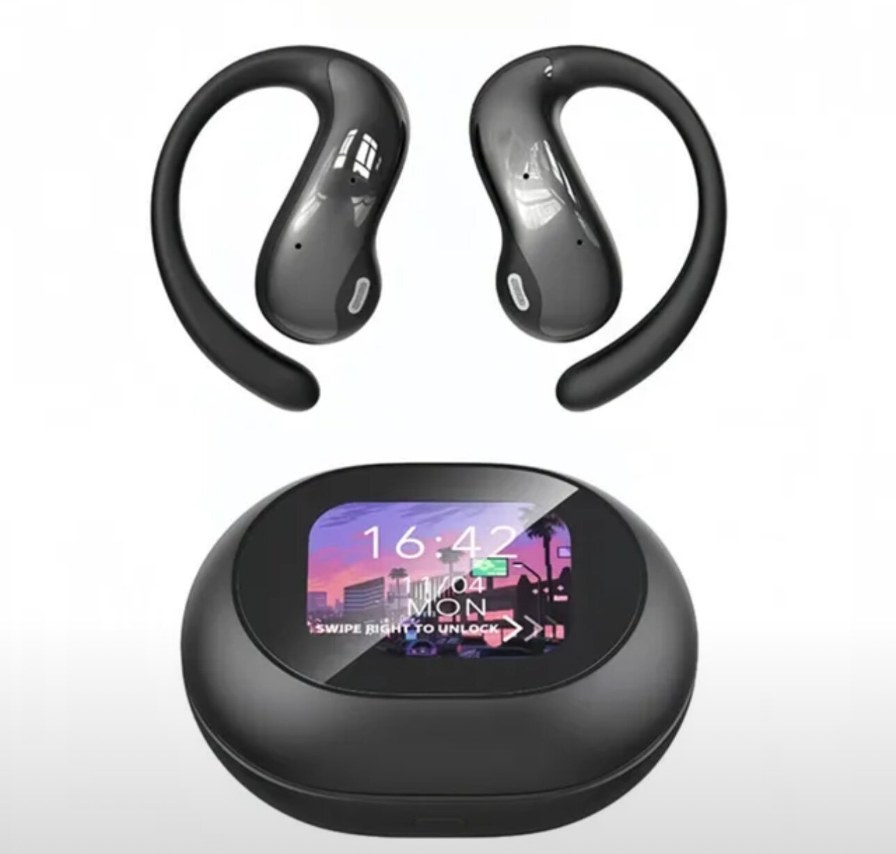 Беспроводные наушники МЕ-870, с зарядным кейсом и цифровым дисплеем, цвет черный