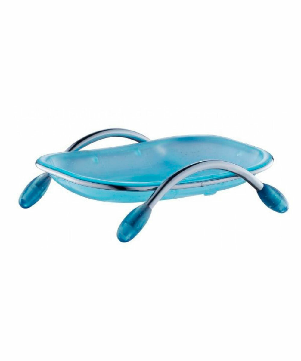 Мыльница Potato Р208-4, на металлической подставке, овальная, синяя