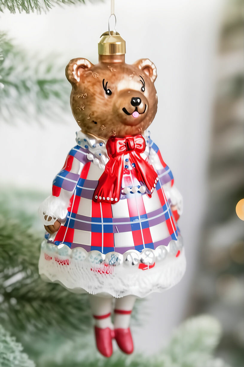 Ёлочная игрушка мадам элегантность, коллекция сказочные мишки, стекло, 16 см, Winter Deco 1001257