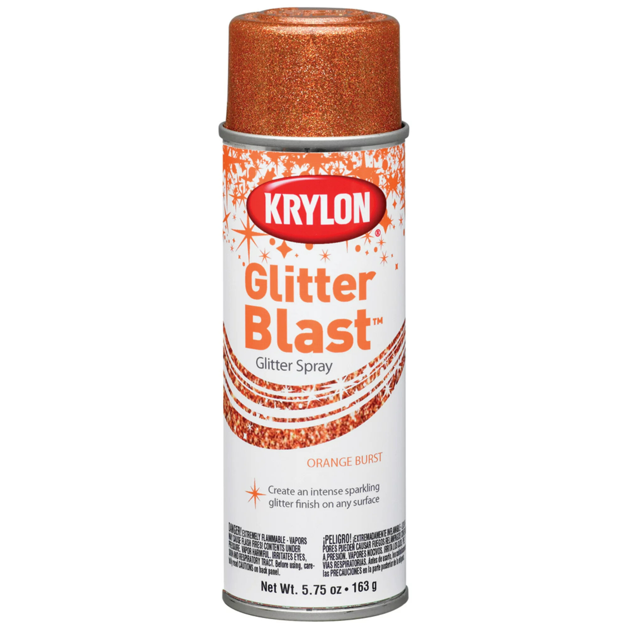 Лак с блестками Krylon Glitter Blast Spray "3D Глиттер", оранжевый, 163г - фотография № 1